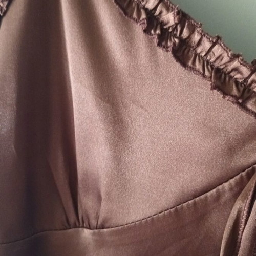 Lingerie silk satin brown asymmetrical ruffle top like new