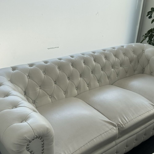 Leather three-seater sofa and armchair set