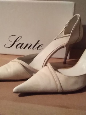 Γόβες Sante μεταχειρισμένες, μπεζ, μέγεθος 38, στυλ mule με ξύλινο τακούνι