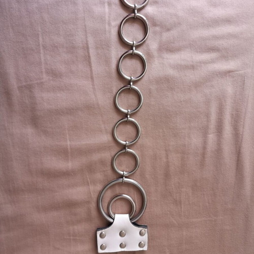 White belt with white rhombus on transparent base like new, 95 cm