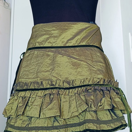 "Please" mini skirt with ruffles S like new, green