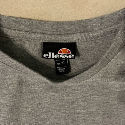 Ellesse Women T-Shirt grey heather pastel rainbow logo size UK 10 like new