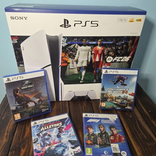 Sony PlayStation 5 Slim Disk Edition 1TB sealed with 4 sealed games