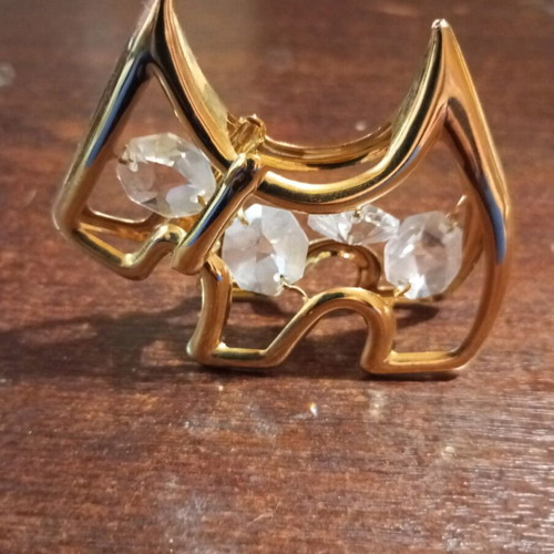 Gold-plated figurine with Swarovski dog shape new