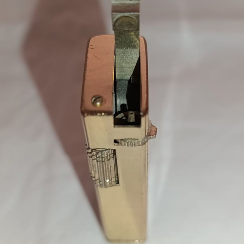 Volcan Lighter Black Lacquer Gold Guilloche used, 1970s design