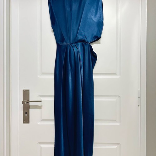 Zara blue satin dress with cutouts like new