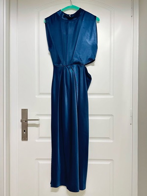 Zara blue satin dress with cutouts like new
