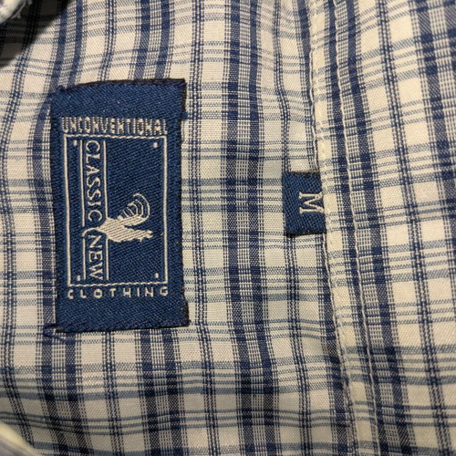 Men's short-sleeve shirt like new, white and blue, size M