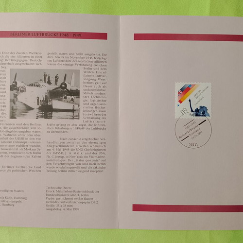 German stamps 1999 first day cover Bonn, mint block of four