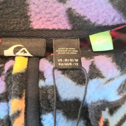 Quiksilver multicolor fleece jumper hoodie unisex kids size 12 years new