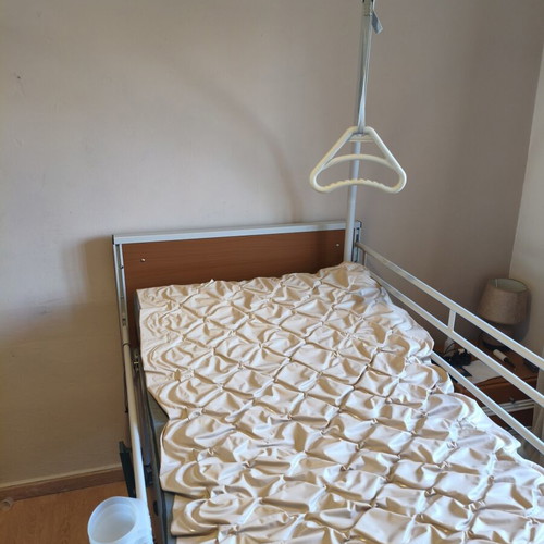 Hospital bed with extra anatomical mattress and wheelchair like new