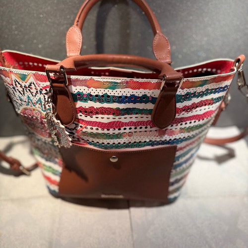 Desigual Multicolor Tote Bag with Mandala Print like new