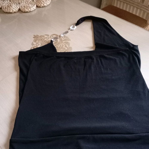 Elastic black strapless blouse with rhinestones like new, size L