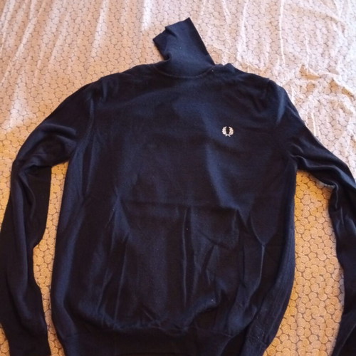 Fred Perry wool turtleneck sweater, blue, size L