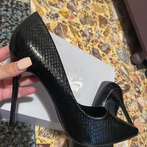 Alta Moda high heels new, size 38, black with croco effect