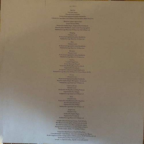 Pet Shop Boys vinyl LP new, rock