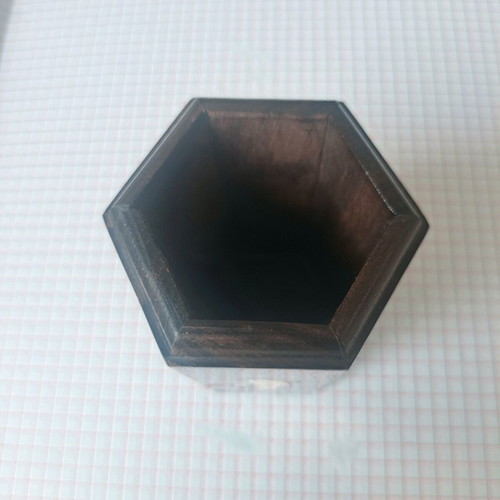 Wooden pencil holder used with map of Crete