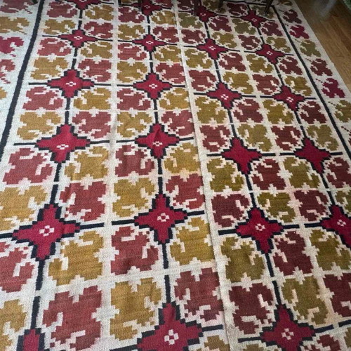 Vintage Kilim rug, wool and cotton, traditional design