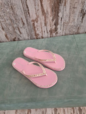 Hot Sand flip flops with rhinestones, pink