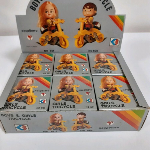 Pack of six Vasileiadis wind-up tricycles new