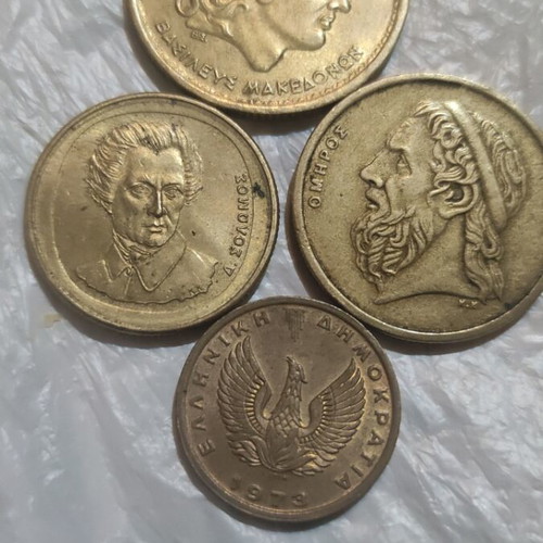 Greek coins set like new, 6 drachmas from 1973 to 1992