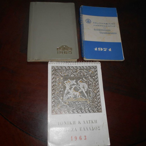 Desk calendars used, pack of 3, 1963-1971