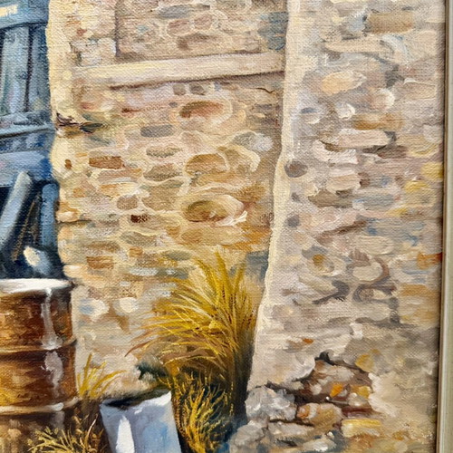 Oil painting by Antonis Voumbakis used, neoclassical island house