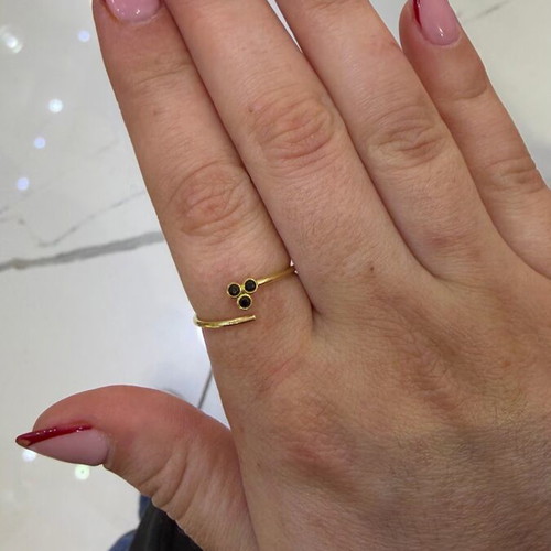 Handmade silver (925) gold-plated ring with zircon new