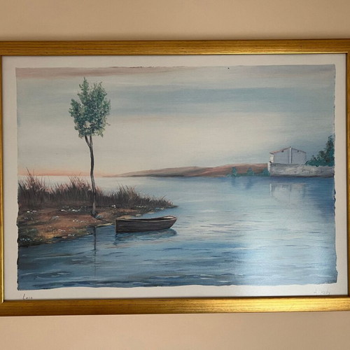 Set of two landscape frames with gold frames like new