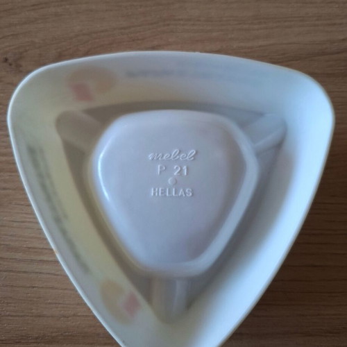 Vintage Papastratos Cigarettes Ashtray used, triangular ceramic