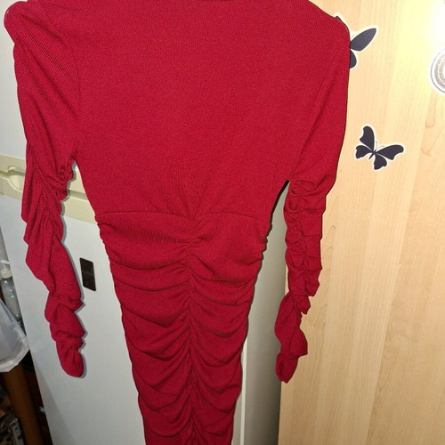Mini dress with ruching and cups like new, red, size S