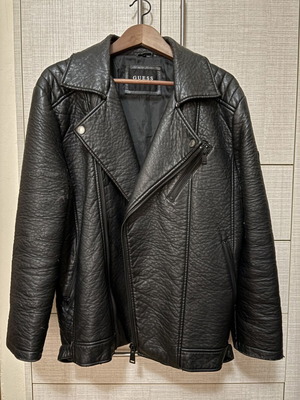 Guess biker δερμάτινο μπουφάν vintage μεταχειρισμένο, μαύρο, μέγεθος L