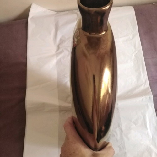 Large luxury ceramic decorative vase 55x40 cm black and gold like new