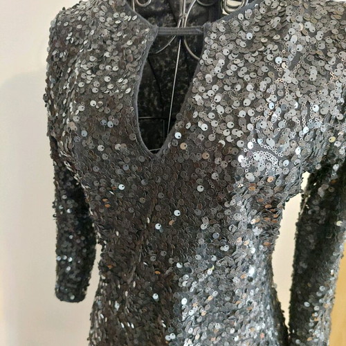 Abercrombie & Fitch Mini Evening Dress Black with Sequins Small Like New