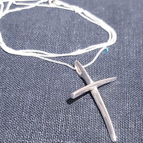 Napoli cross silver 925 new with long chain in gift pouch