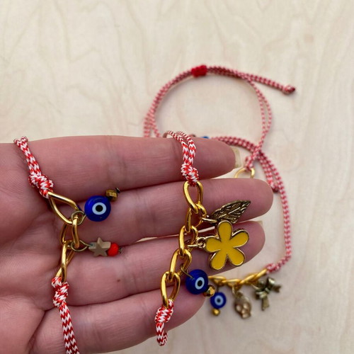 Pack of 4 new Martakia with blue eye and metallic gold bronze details