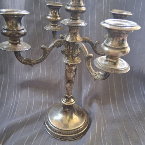 Silver 925 Handmade Five-Arm Baroque Candlestick
