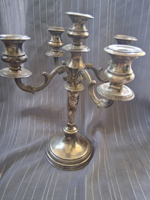Silver 925 Handmade Five-Arm Baroque Candlestick