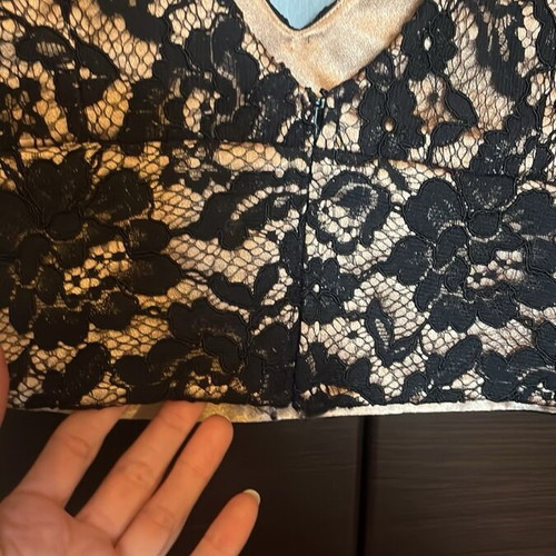 Top and long skirt set like new, black lace with beige fabric