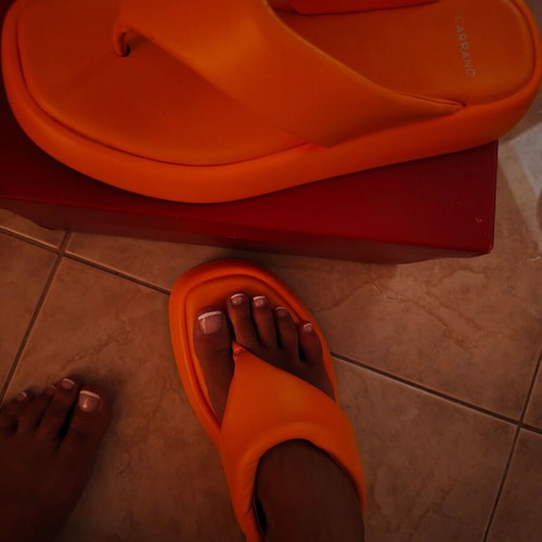 Carrano leather Brazilian platform sandals, orange