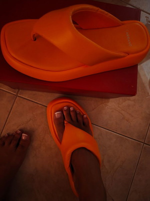 Carrano leather Brazilian platform sandals, orange