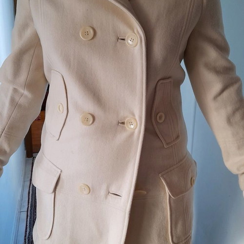 Mango white wool coat like new, size large