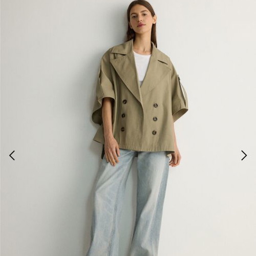 Reserved women's beige cape trench coat like new, relaxed fit