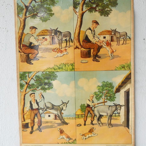 Old school map The puppy and the donkey used