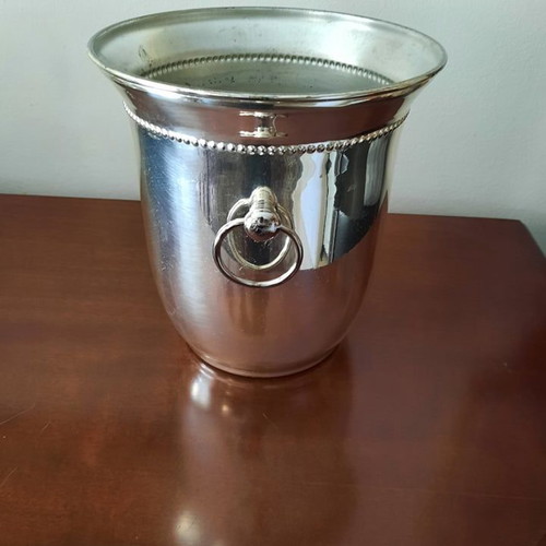 Silver-plated champagne bucket with handles used