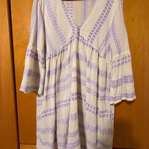 Women's dress used, cotton-linen, white one size