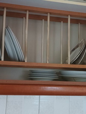 Kitchenware used, plates, glasses and coffee cups