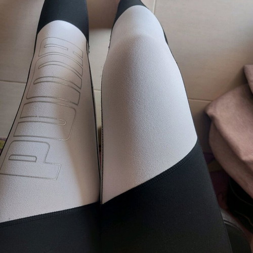 Puma leggings used, white and black, women's size M