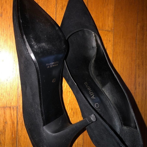 Moyo Black Suede Pointed Stiletto Heel Shoe like new 8cm