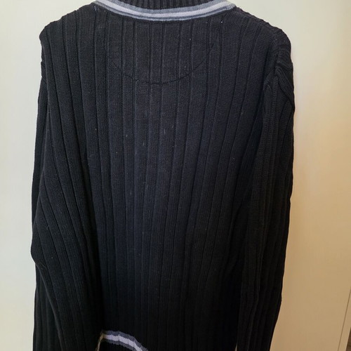 Emilio Corali Cable Knit V-Neck Sweater black XL used